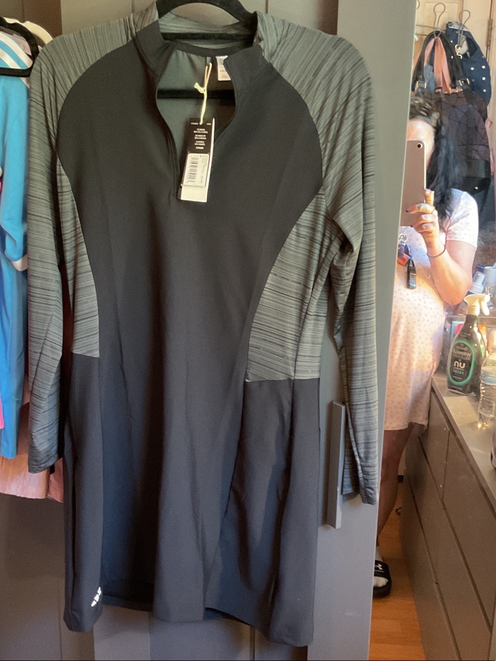 adidas Black and Heather Gray Midi Dress
